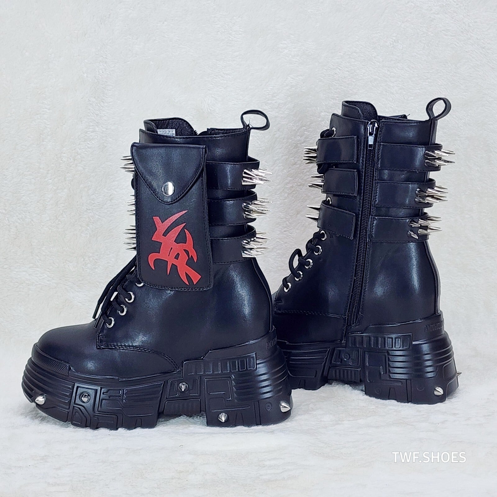 Anthony Wang Blackest Night Cyber Punk Goth Mid Calf Platform Boots