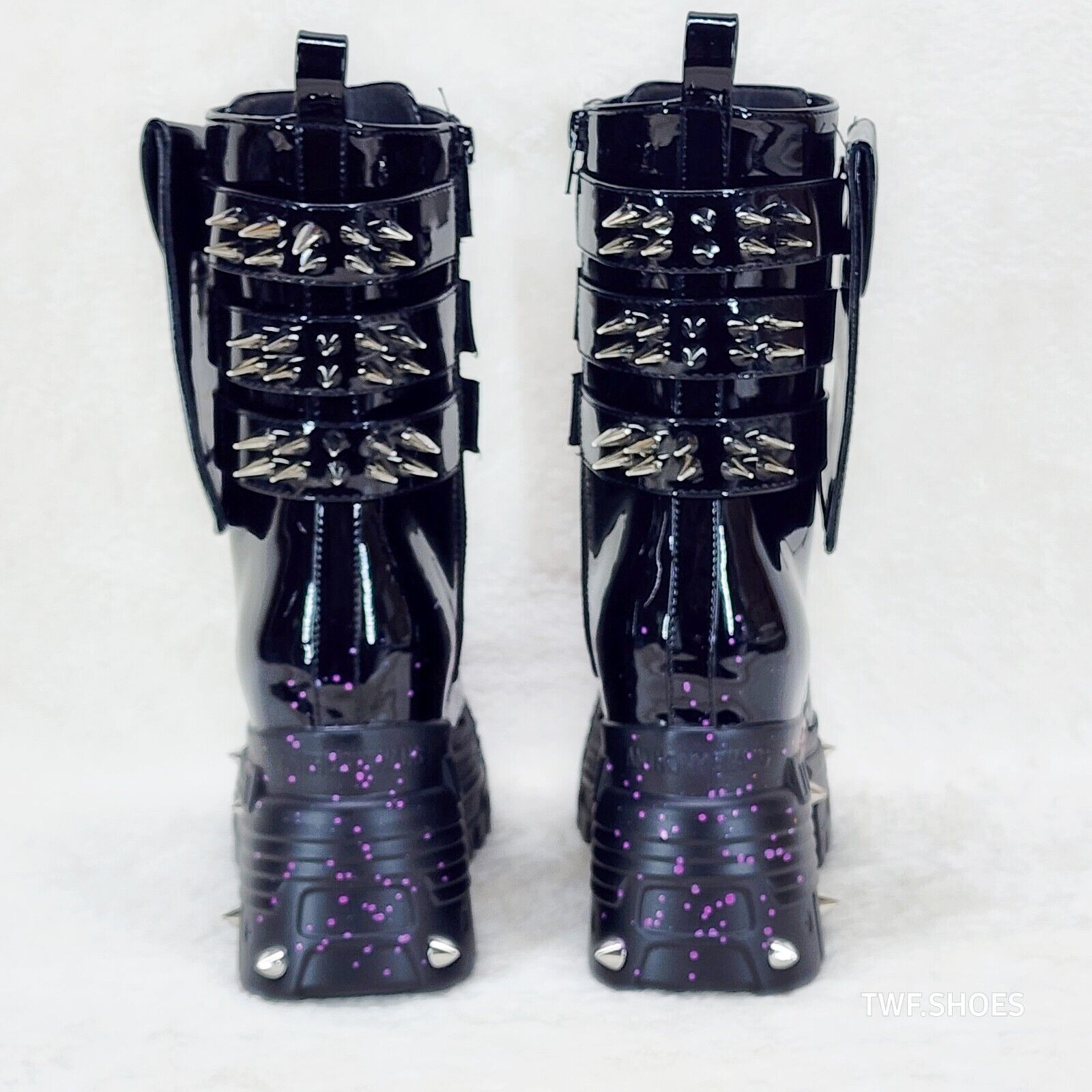 Anthony Wang Blackest Night Patent Spatter Cyber Punk Goth Platform Boots - Totally Wicked Footwear