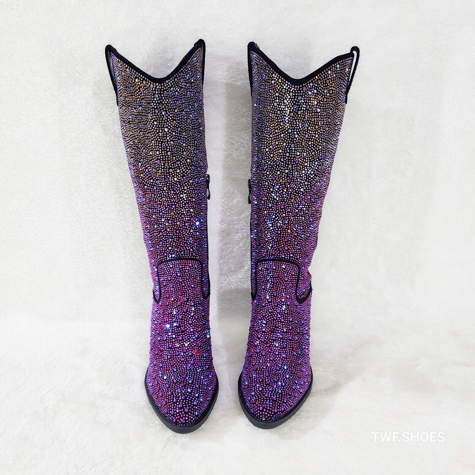 Wild Ones Glamour Cowboy Purple Multi Ombre Rhinestone Cowgirl Boots - Totally Wicked Footwear