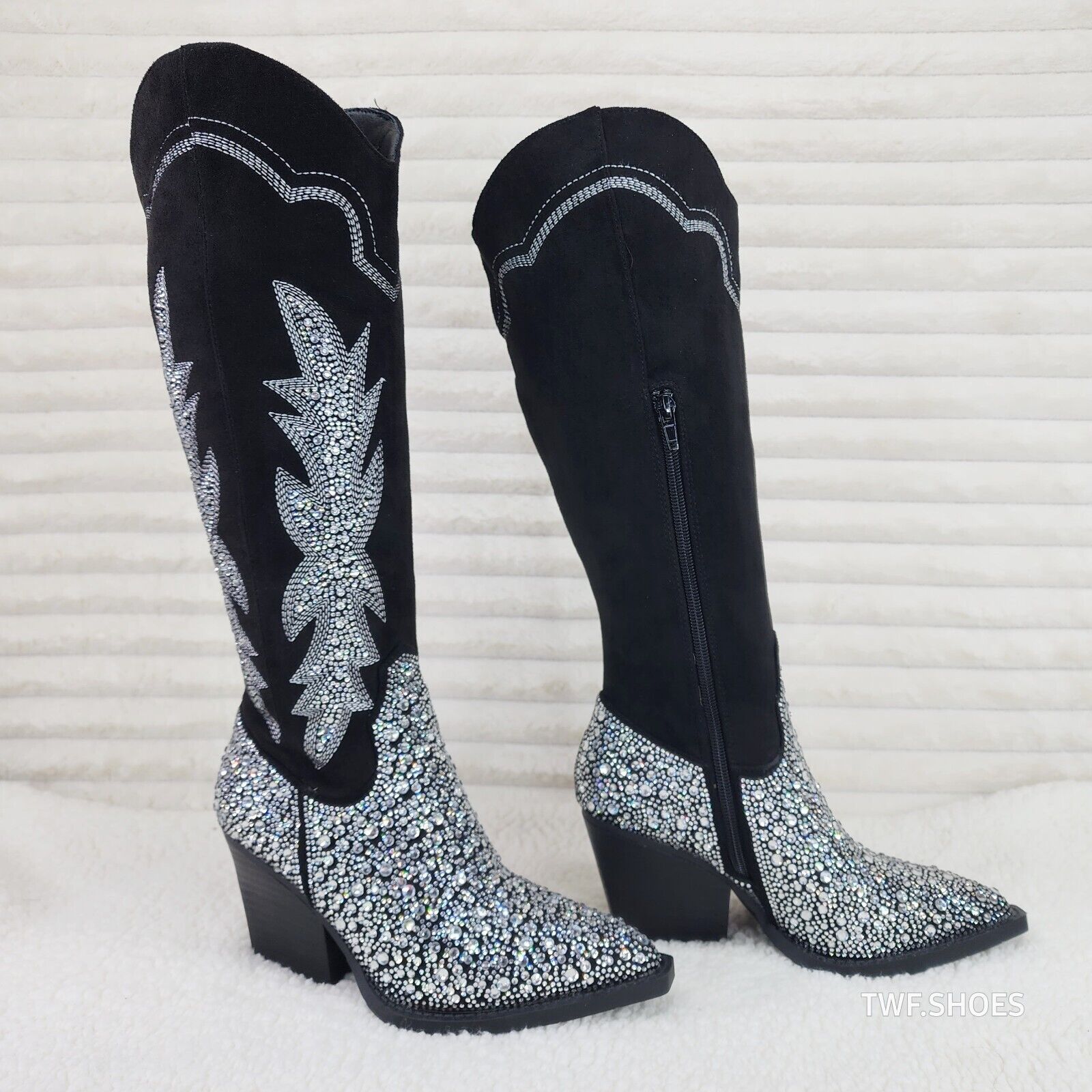 Cape Robbin Anniston Black With Rhinestones Glamour Western Cowgirl Boots - Totally Wicked Footwear