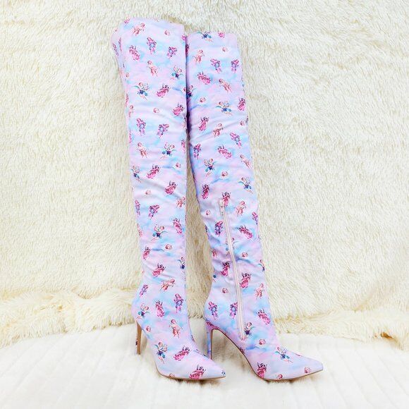 Angel Charub Tie Dye Thigh High Heel Boots Bad Girlz