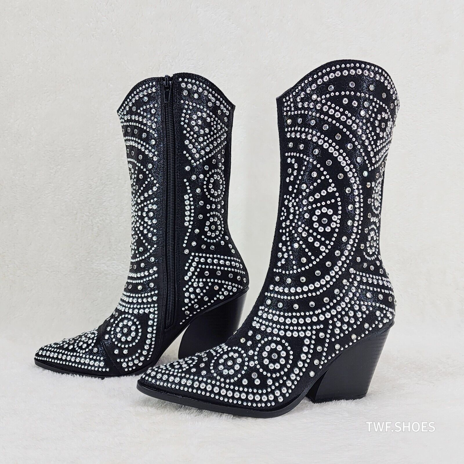 Country Scandal Studs Rhinestones Decked Out Western Cowgirl Boots - Totally Wicked Footwear
