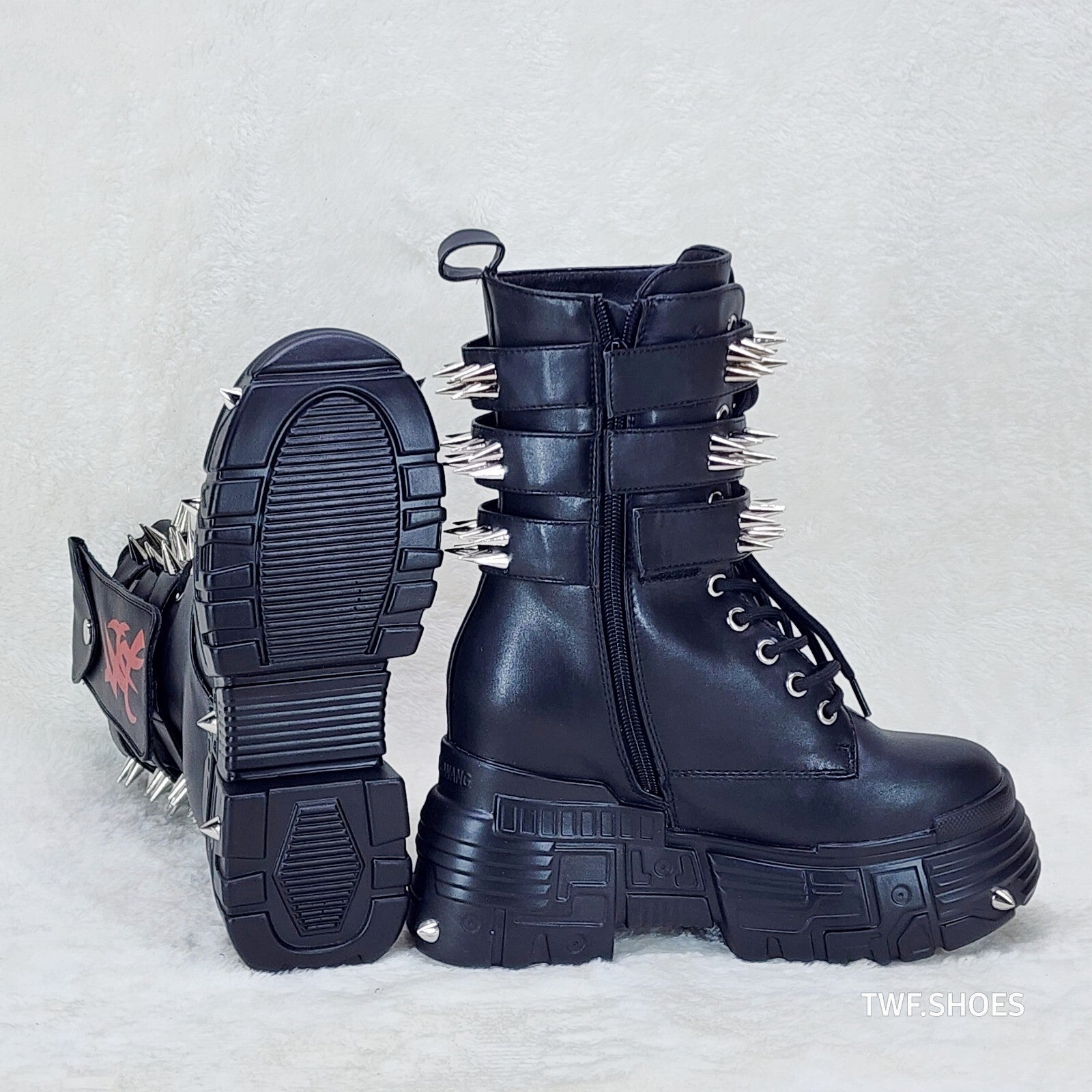Anthony Wang Blackest Night Cyber Punk Goth Mid Calf Platform Boots