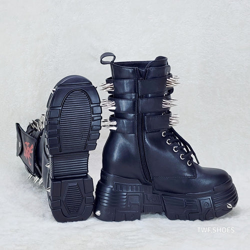 Anthony Wang Blackest Night Cyber Punk Goth Mid Calf Platform Boots