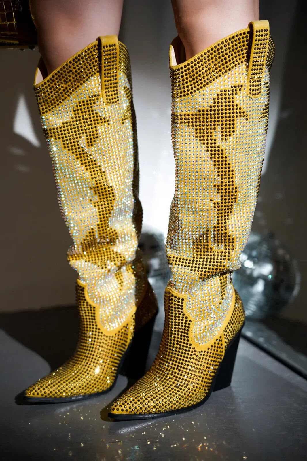 Martina Gold Rhinestones Country Western Glamour Cowgirl Boots - Totally Wicked Footwear
