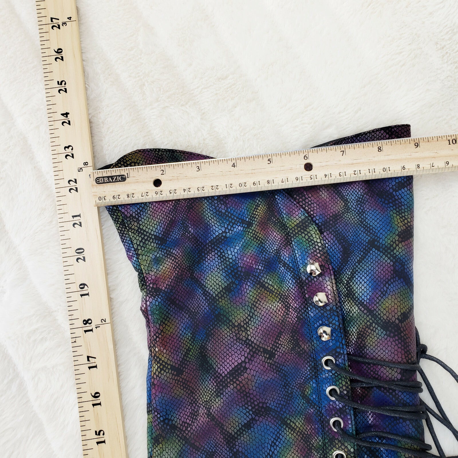 Ocho Colorful Rainbow Snake Corset Lace Over the Knee Fashion Riding Boot Travis