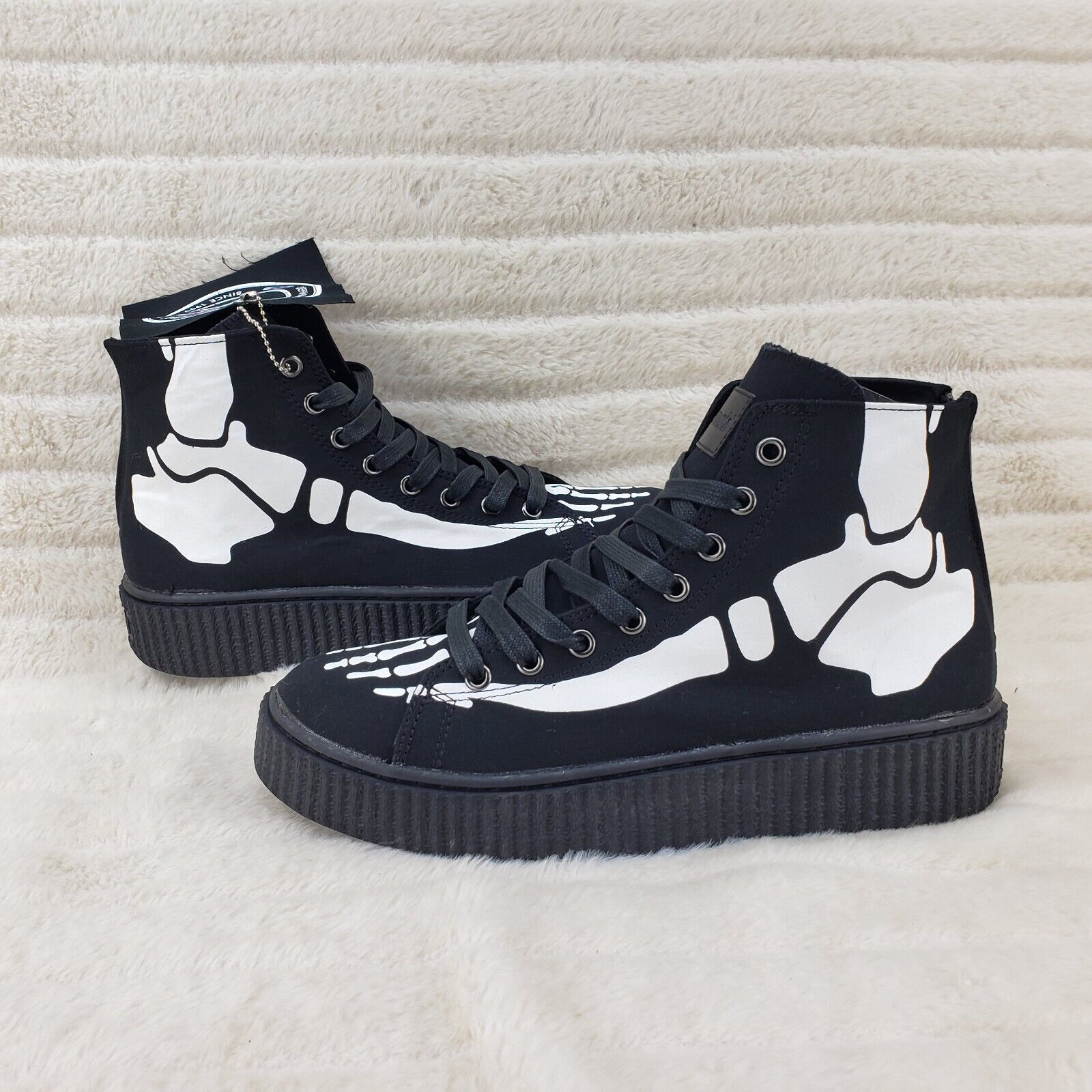 Sneeker X RAY Skeleton Foot Hi-Top Creeper Sneaker Goth Punk Men's IN HOUSE - Totally Wicked Footwear