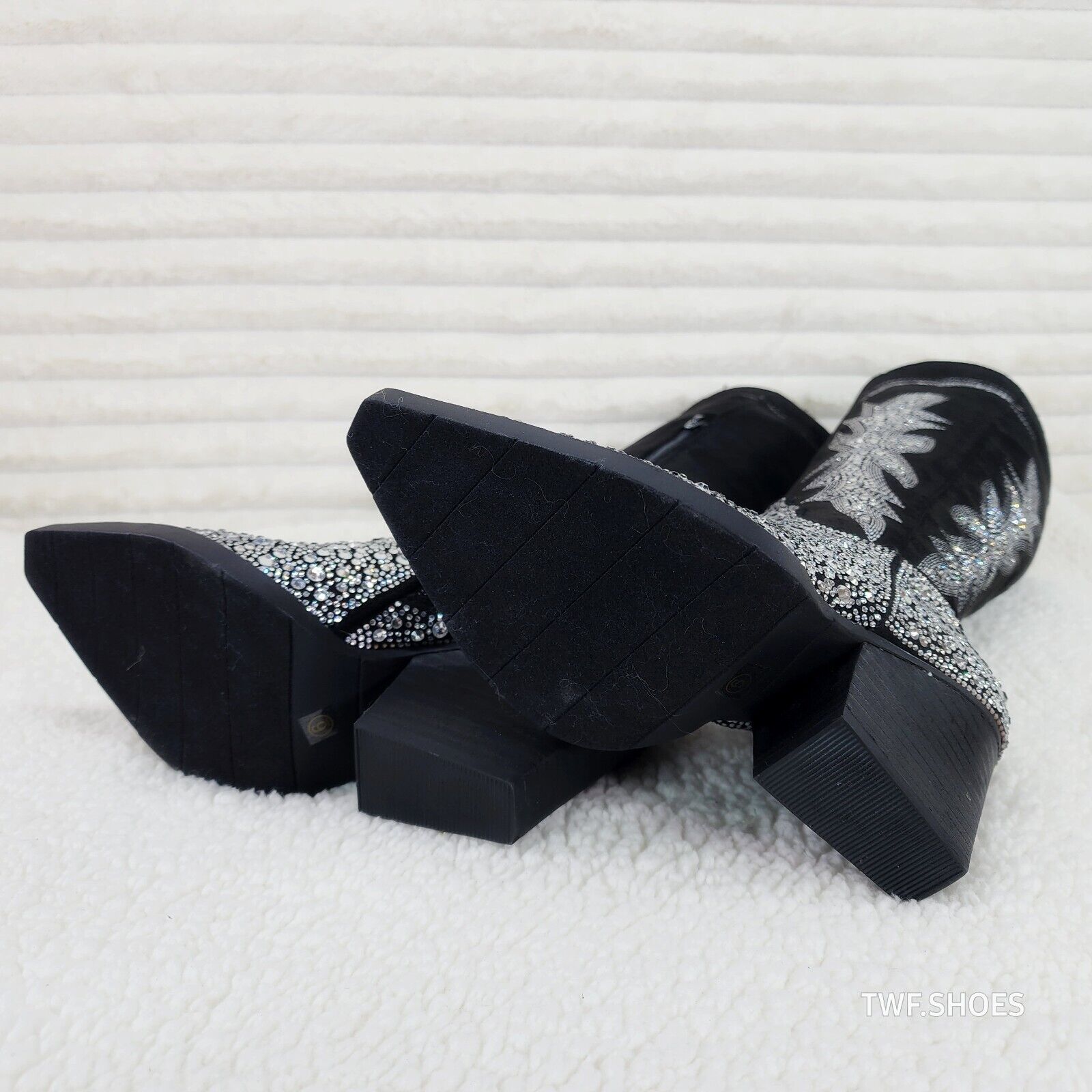 Cape Robbin Anniston Black With Rhinestones Glamour Western Cowgirl Boots - Totally Wicked Footwear