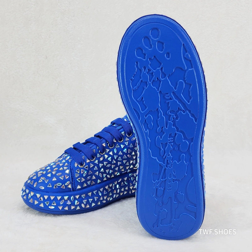 Geo Dazzle Cush Iridescent Stone Blue Platform Sneakers Tennis Shoes - Totally Wicked Footwear