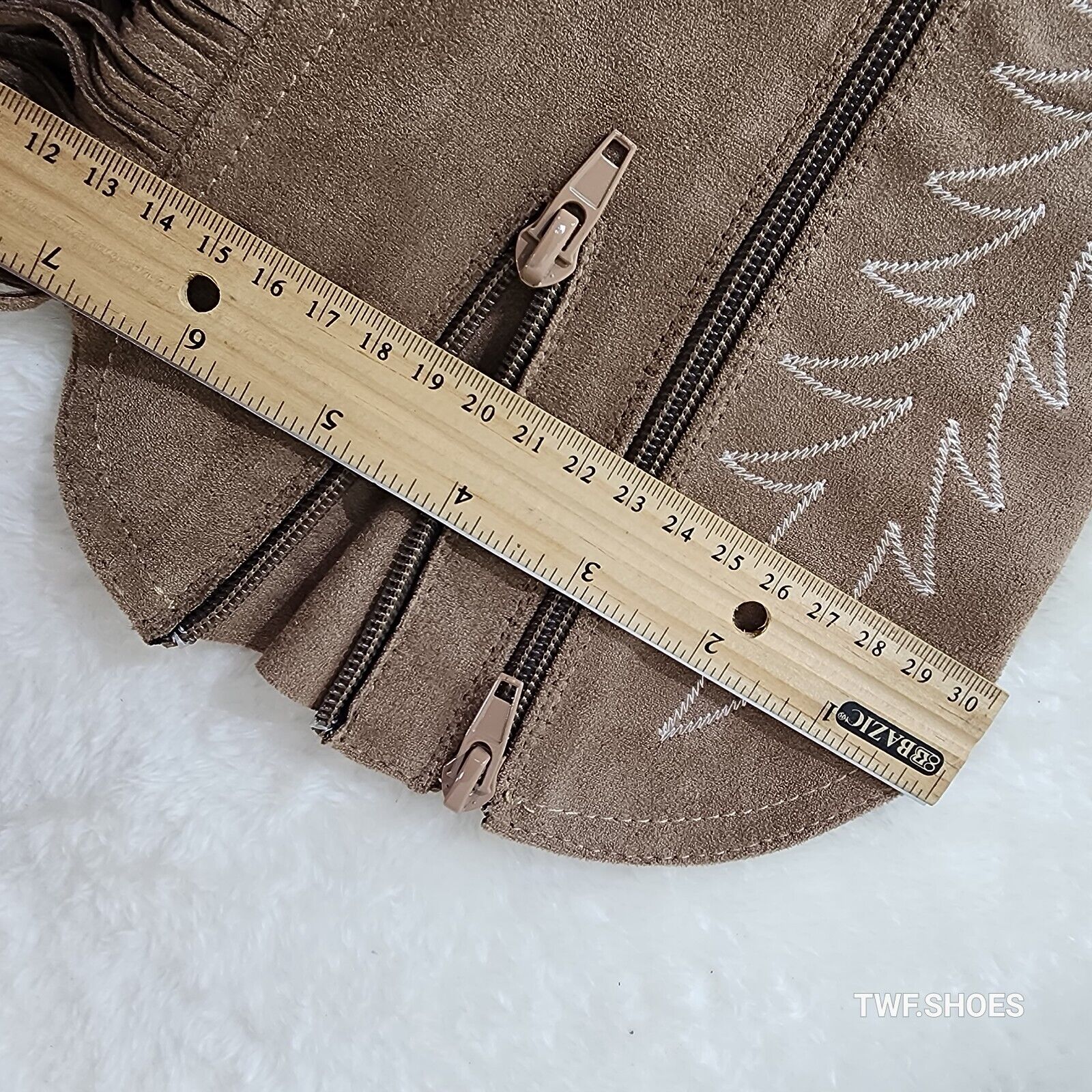 Dusty Mid Calf Coco Taupe Fringe Country Western Cowgirl Boots - Totally Wicked Footwear