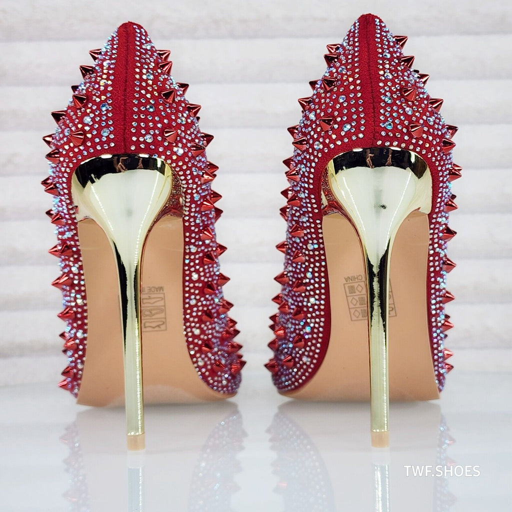 Red Cherry Black Patent Multicolor Spiked High Heel Shoes Pumps | Pump shoes,  Heels, High heel shoes