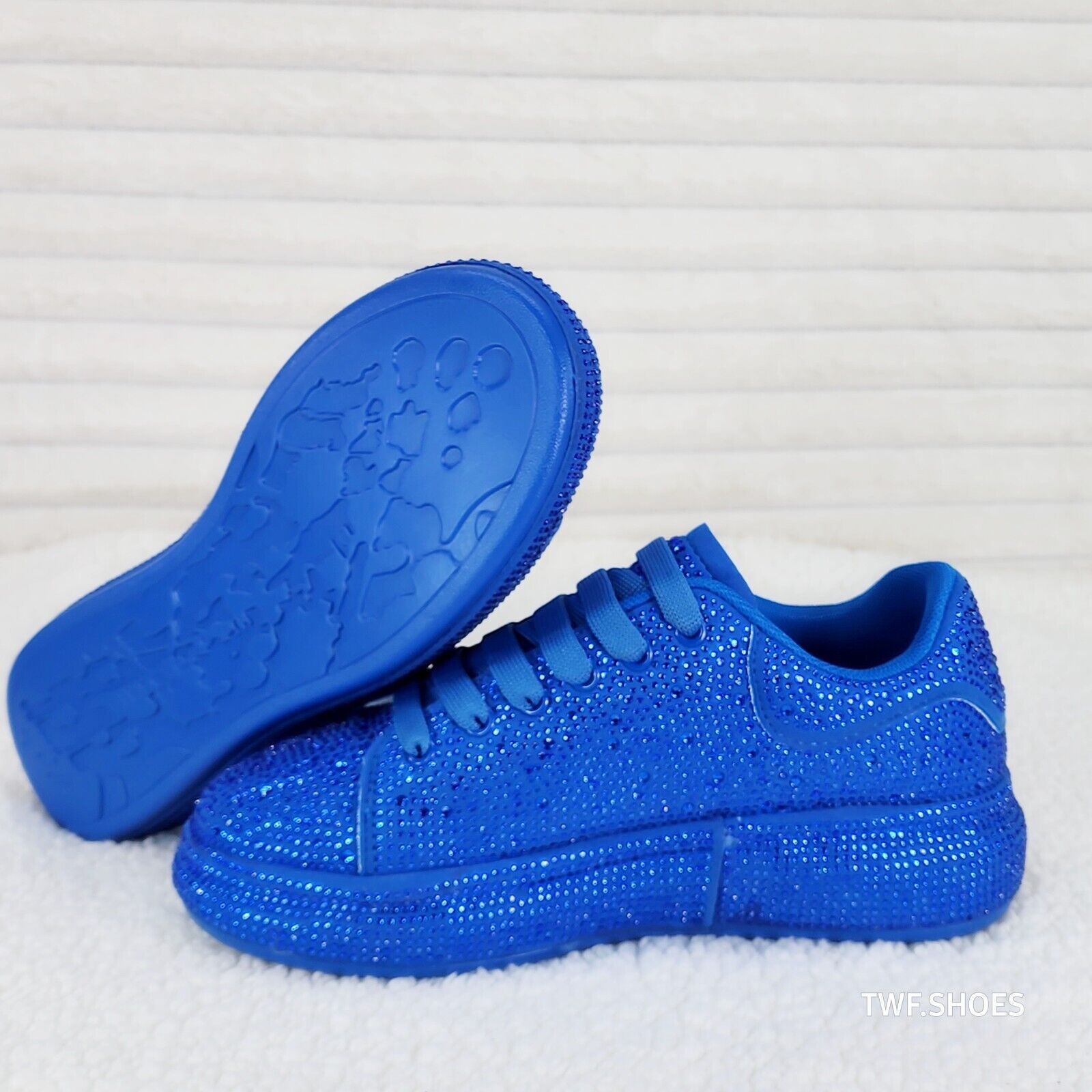 Dazzle Cush Iridescent Stone Blue Platform Sneakers Tennis Shoes - Totally Wicked Footwear