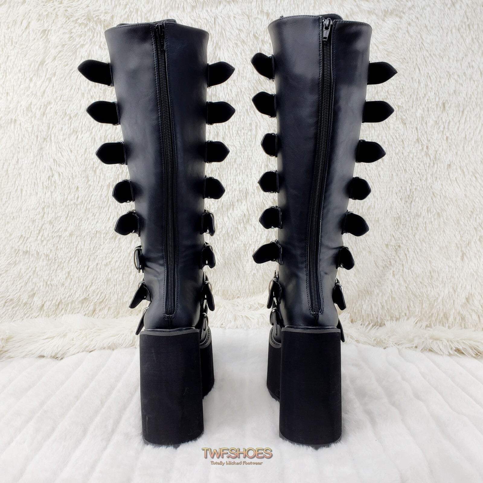 Trinity Swing 815 Black Matte Goth Knee Boot 5.5" Platform DEMONIANY