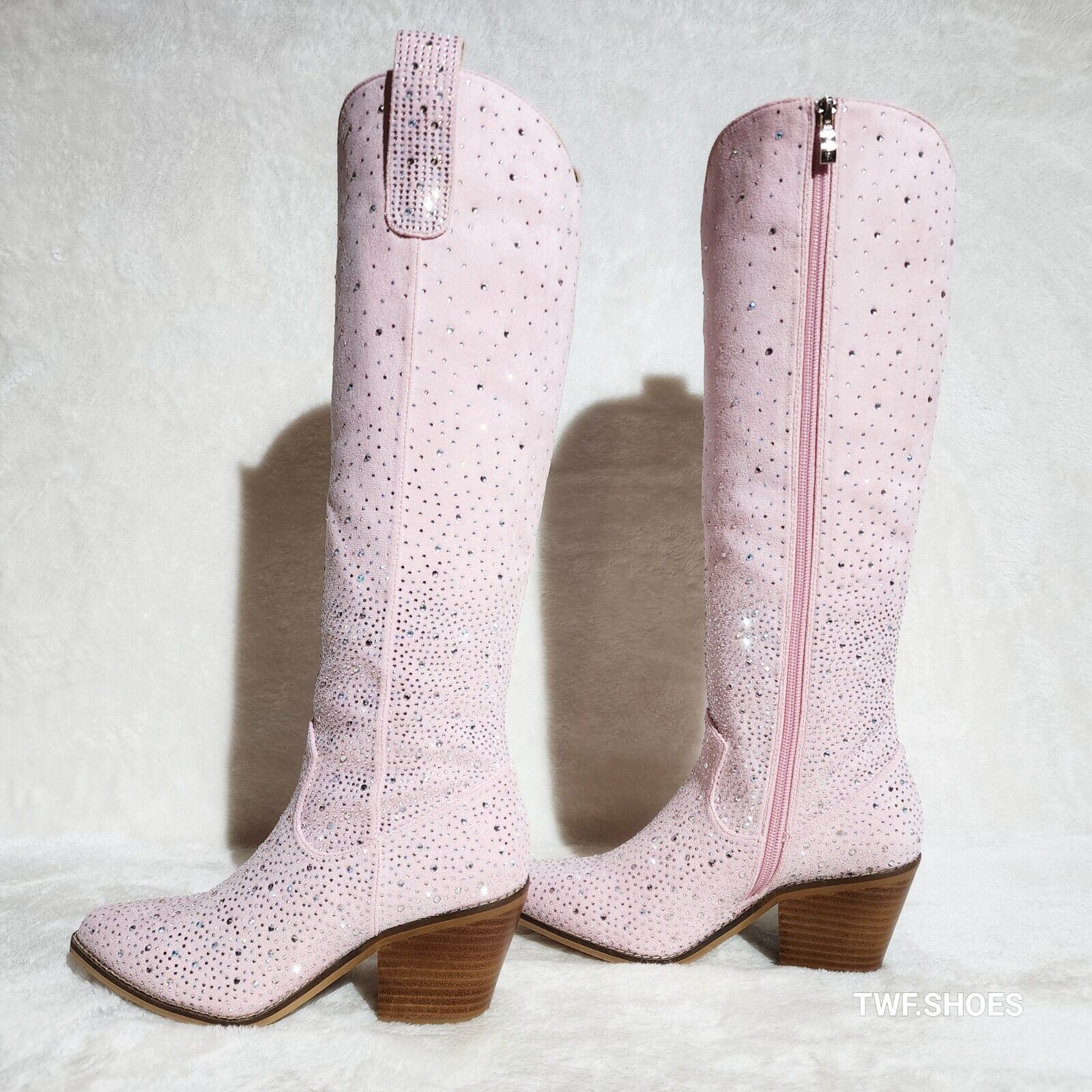 Wild Ones Glamour Cowboy Baby Light Pink Silver Rhinestone Cowgirl Boots - Totally Wicked Footwear