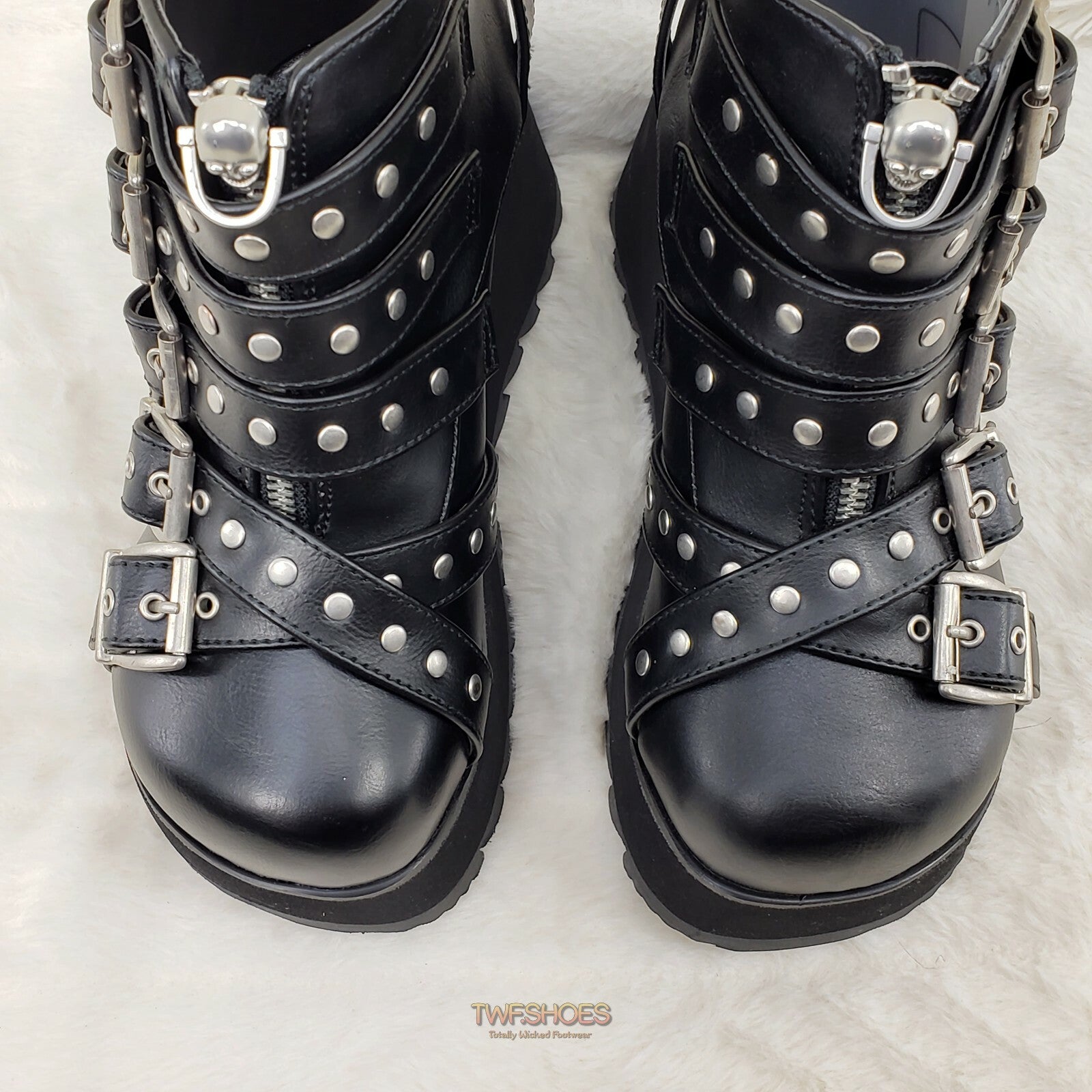 DEMONIA Scene 30 Black Platform Goth Punk Ankle Boots NY