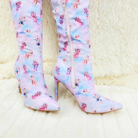 Angel Charub Tie Dye Thigh High Heel Boots Bad Girlz