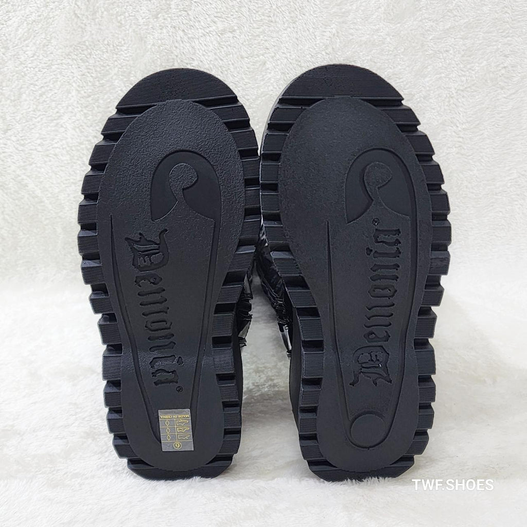 Slacker 200 65 Black Patent Platform Wedge Heel Knee Boots NY DEMONIA - Totally Wicked Footwear