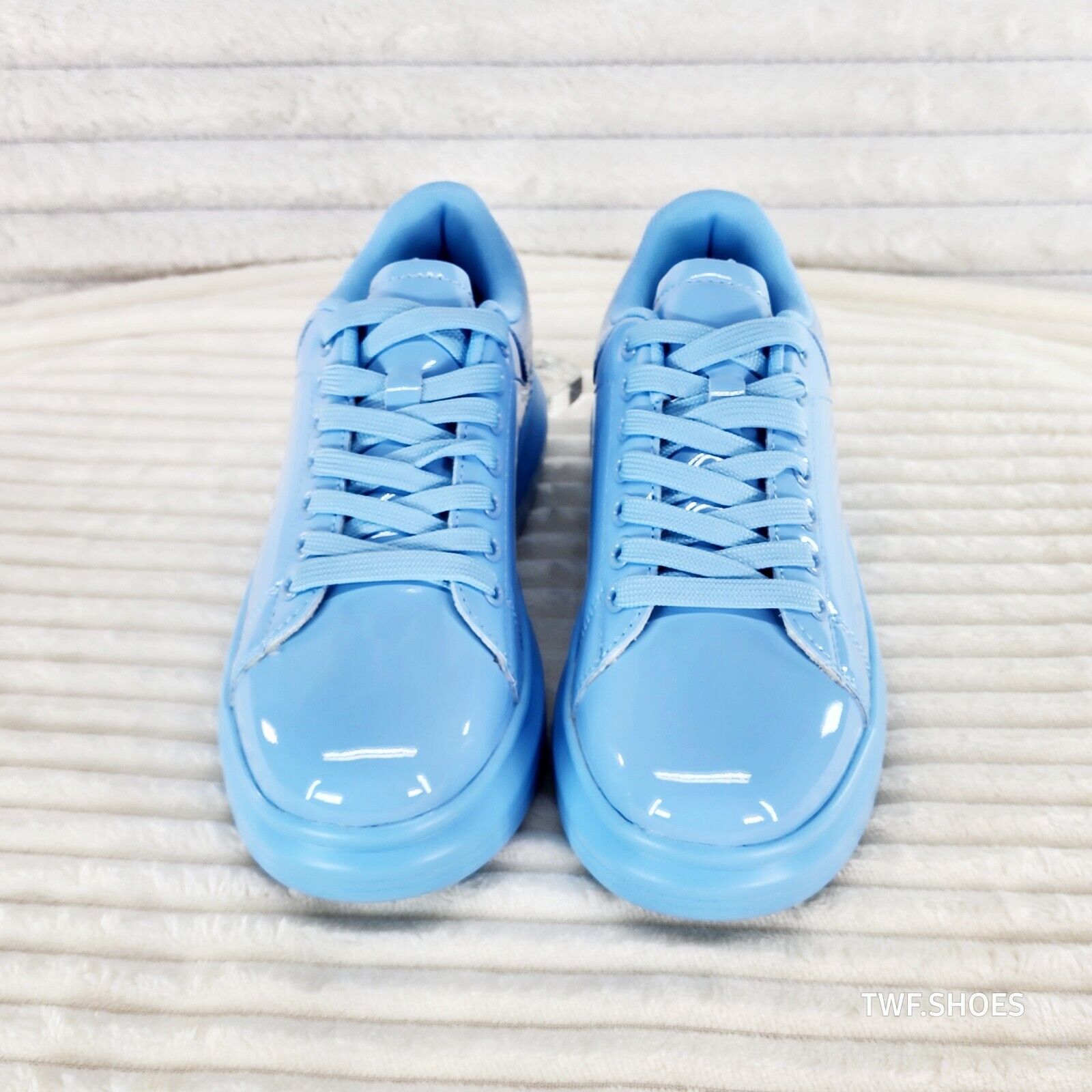 Cush Baby 3 Patent Baby Blue Comfy Sneakers Tennis Shoes - Totally Wicked Footwear
