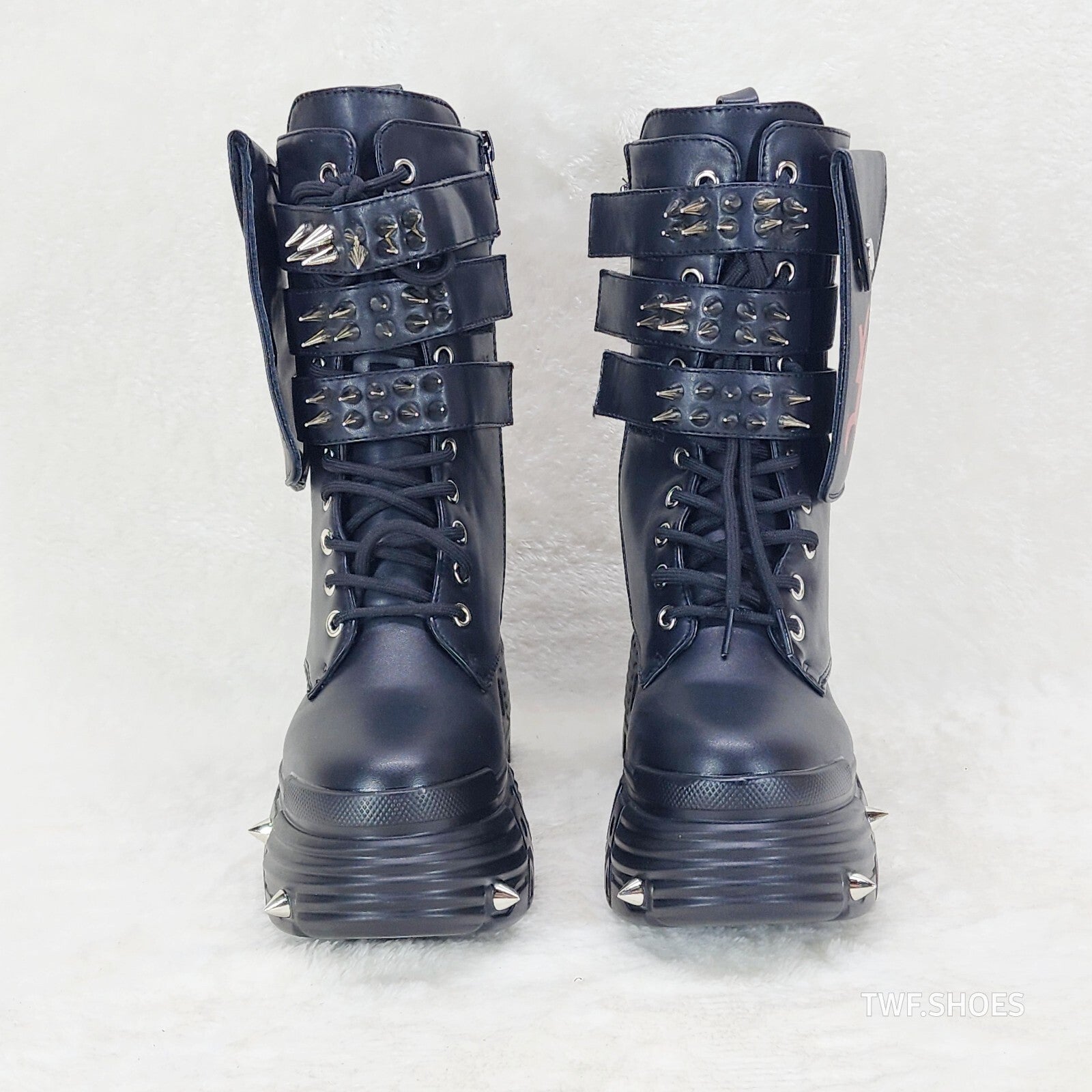 Anthony Wang Blackest Night Cyber Punk Goth Mid Calf Platform Boots