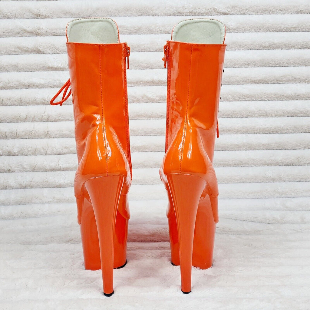 Adore 1020 Orange Patent  7" High Heel Platform Ankle Boots NY - Totally Wicked Footwear
