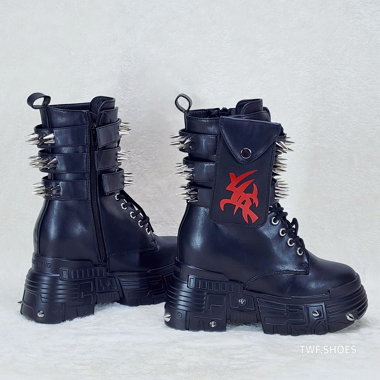 Anthony Wang Blackest Night Cyber Punk Goth Mid Calf Platform Boots