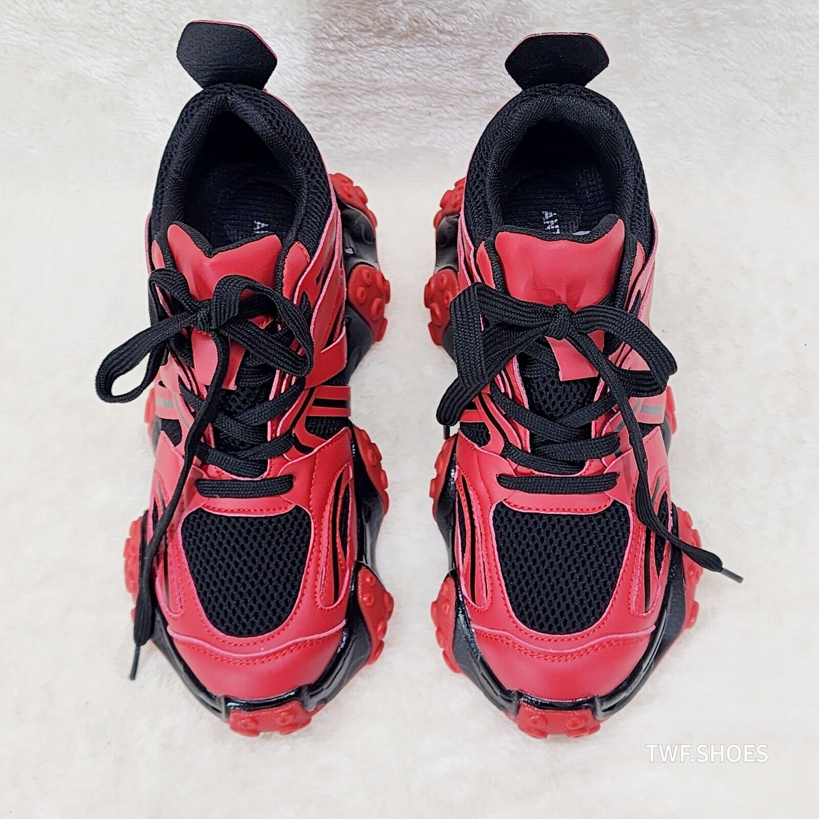 Anthony Wang Alien Black & Red Hidden Wedge Platform Sneakers Tentacle Tread - Totally Wicked Footwear