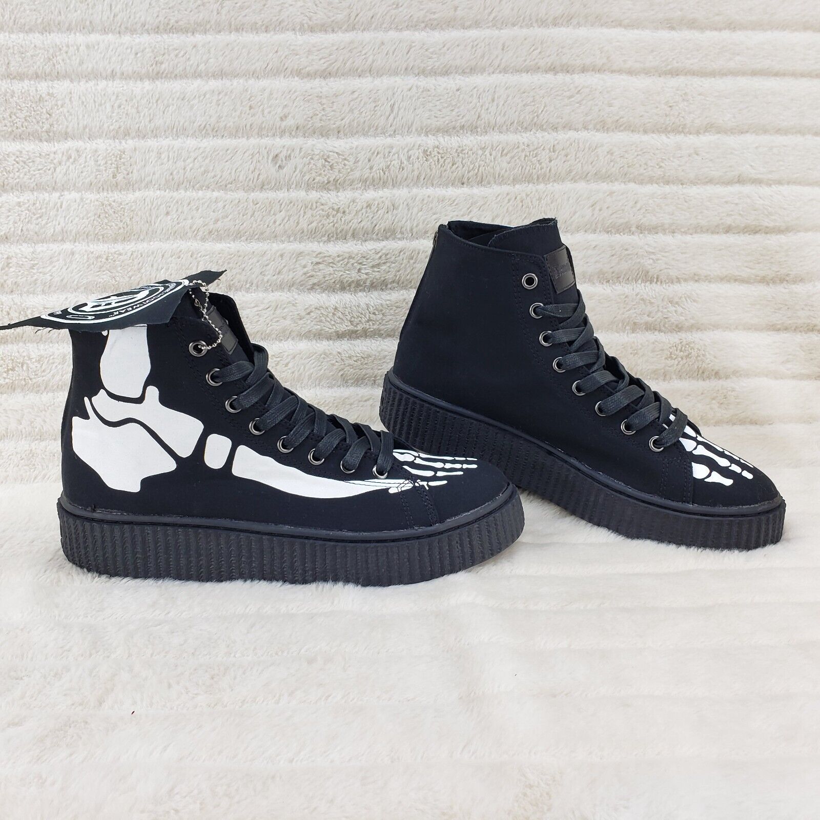 Sneeker X RAY Skeleton Foot Hi-Top Creeper Sneaker Goth Punk Men's IN HOUSE - Totally Wicked Footwear