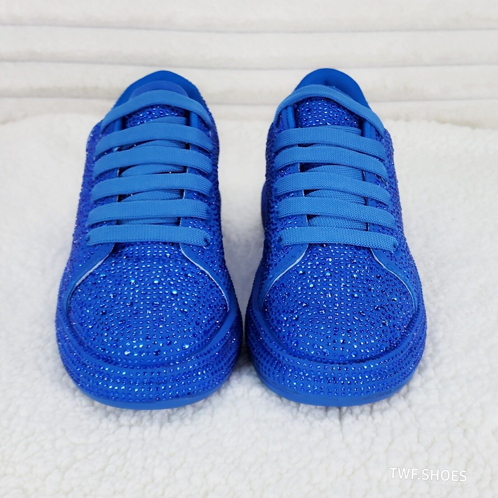 Dazzle Cush Iridescent Stone Blue Platform Sneakers Tennis Shoes - Totally Wicked Footwear