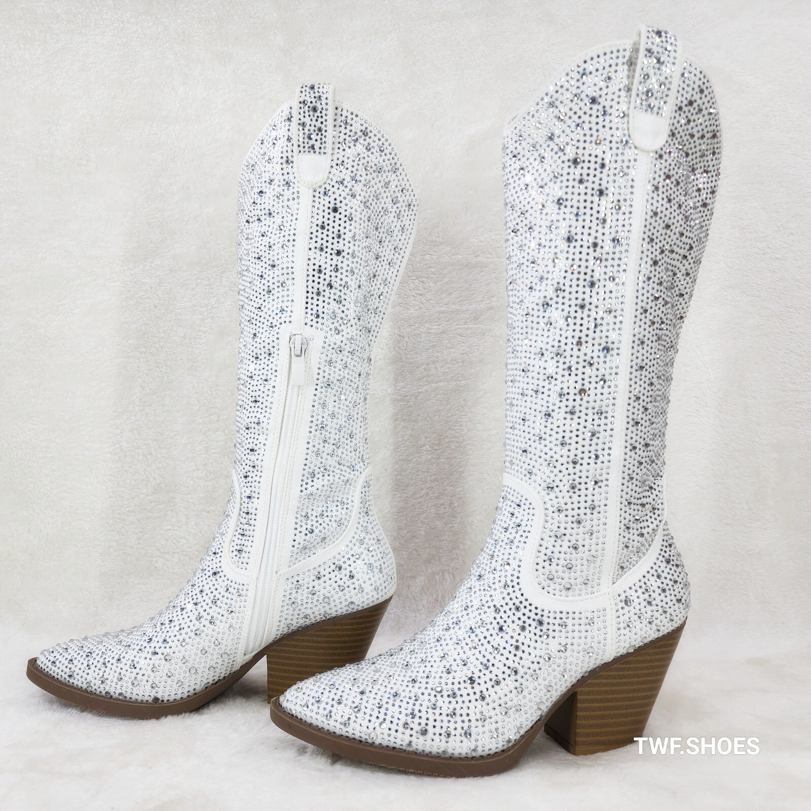 Wild One Glamour White / Silver Rhinestone Glam Country Western Cowgirl Boots
