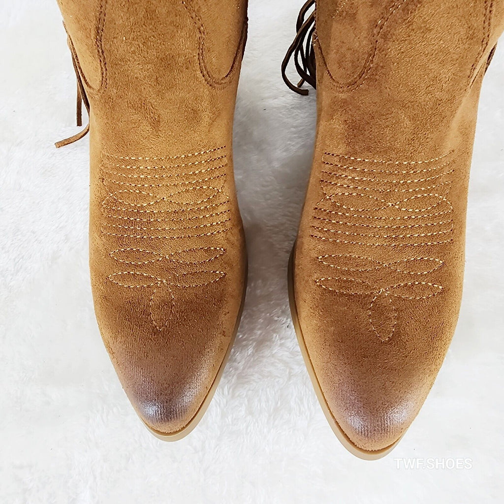 Dusty Roads Whiskey Brown Back Fringe Cowboy Western Cowgirl Boots