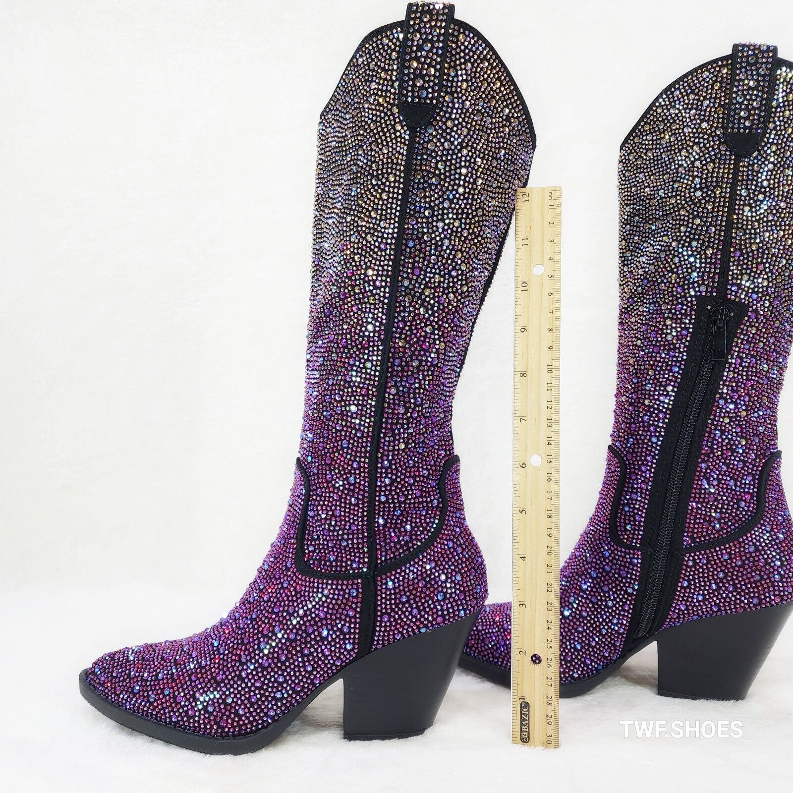 Wild Ones Glamour Cowboy Purple Multi Ombre Rhinestone Cowgirl Boots - Totally Wicked Footwear