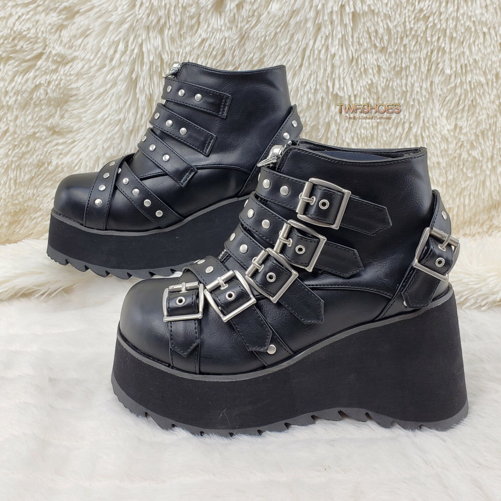DEMONIA Scene 30 Black Platform Goth Punk Ankle Boots NY