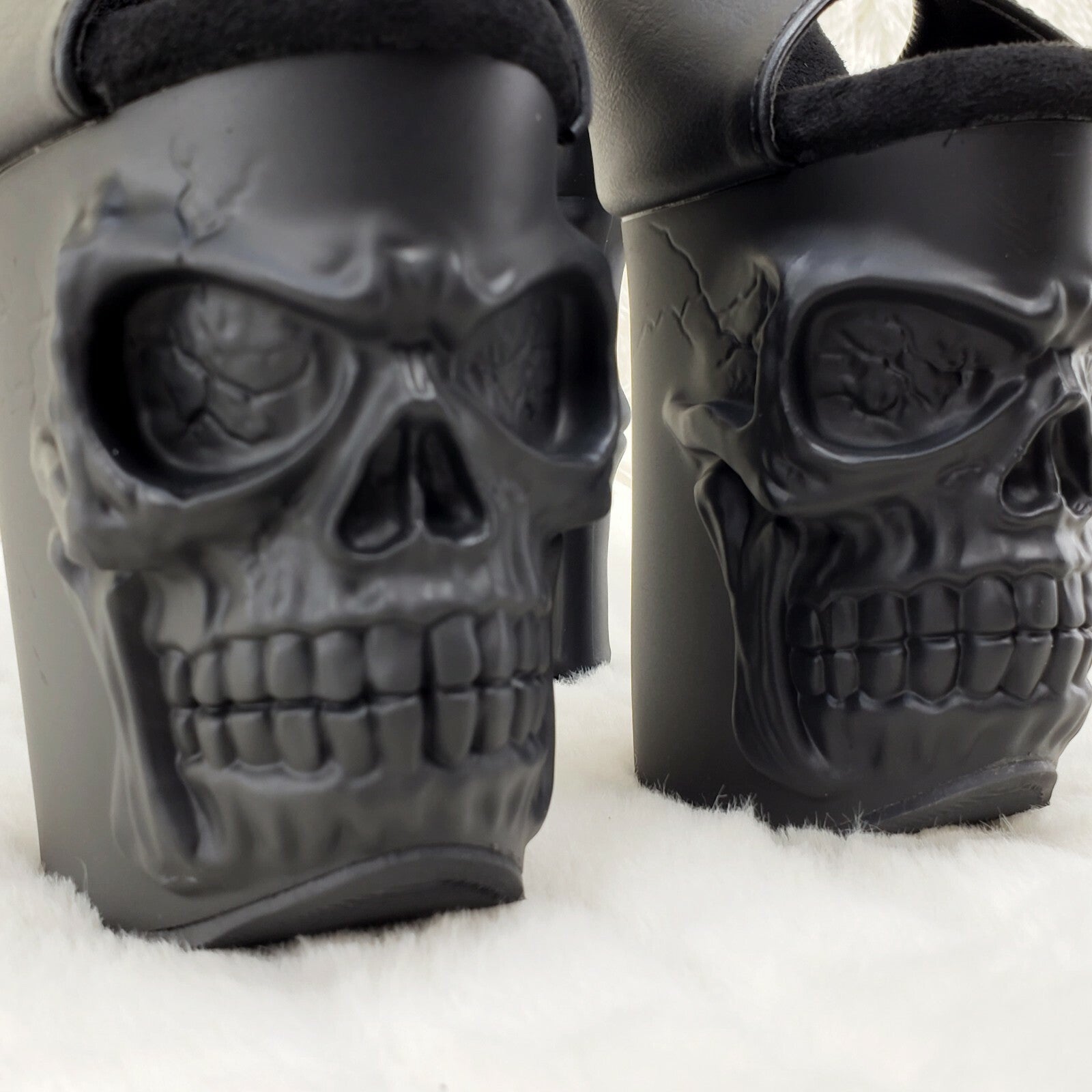 Rapture Black Matte Skull & Bones 8" High Heel Platform Shoes 5-10 NY