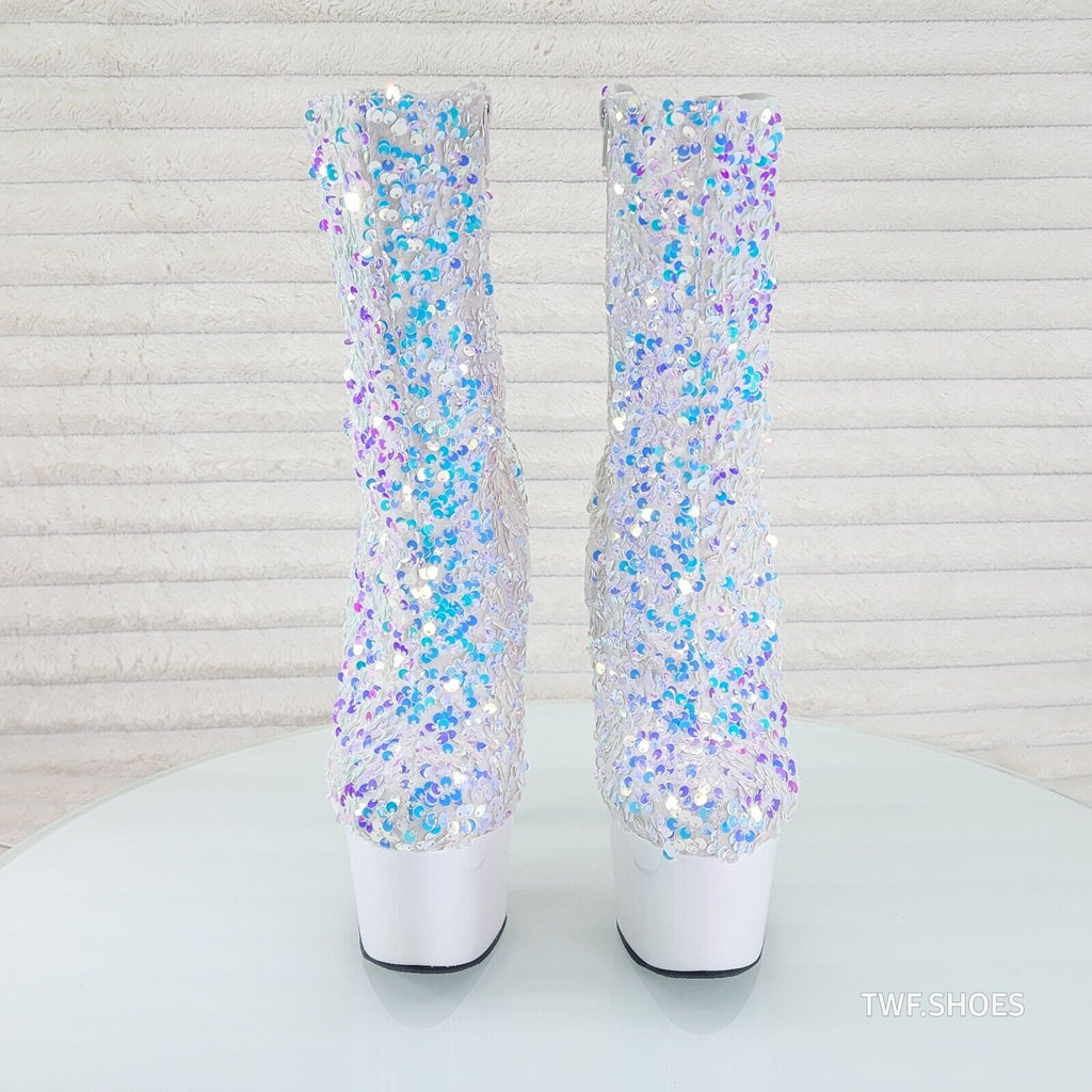 Adore 1042 White Multi Sequin High Heel Platform Ankle Boots US Sizes NY - Totally Wicked Footwear