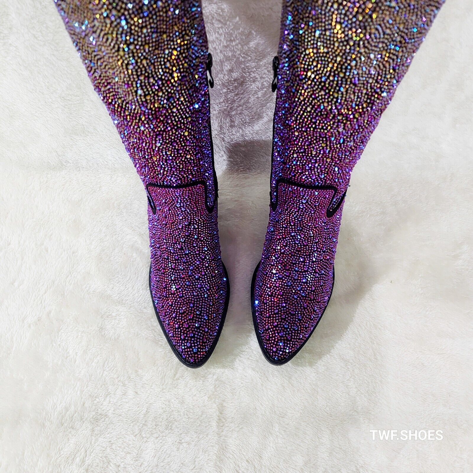 Wild Ones Glamour Cowboy Purple Multi Ombre Rhinestone Cowgirl Boots - Totally Wicked Footwear