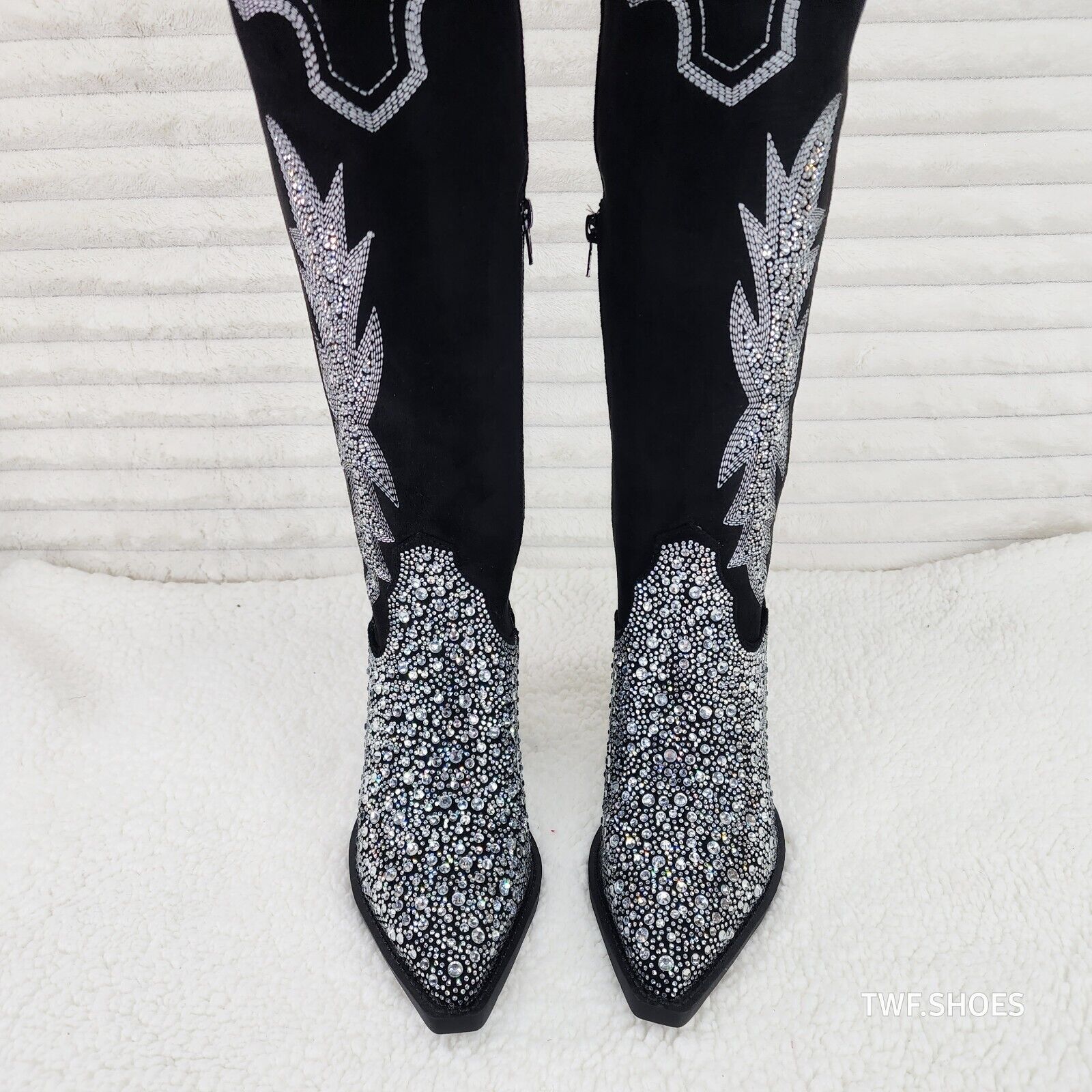 Cape Robbin Anniston Black With Rhinestones Glamour Western Cowgirl Boots - Totally Wicked Footwear
