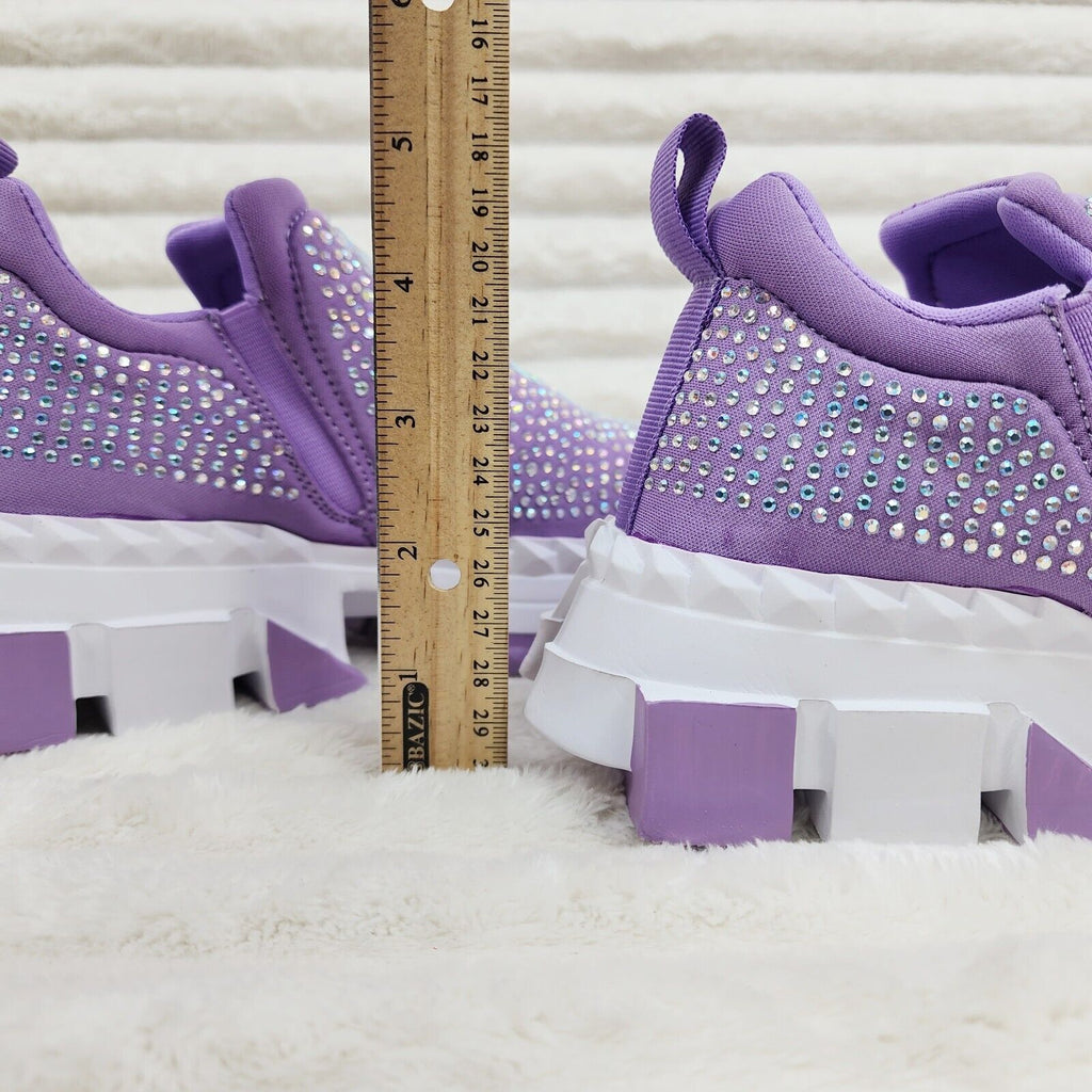 Presto Light Weight Slip on Purple Rhinestone Sneakers - Running Shoes - Totally Wicked Footwear