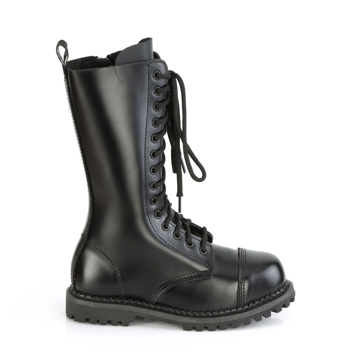 Riot 14 Goth Combat Biker Steel Toe Ankle Boots Black LEATHER Men DEMONIA NY - Totally Wicked Footwear