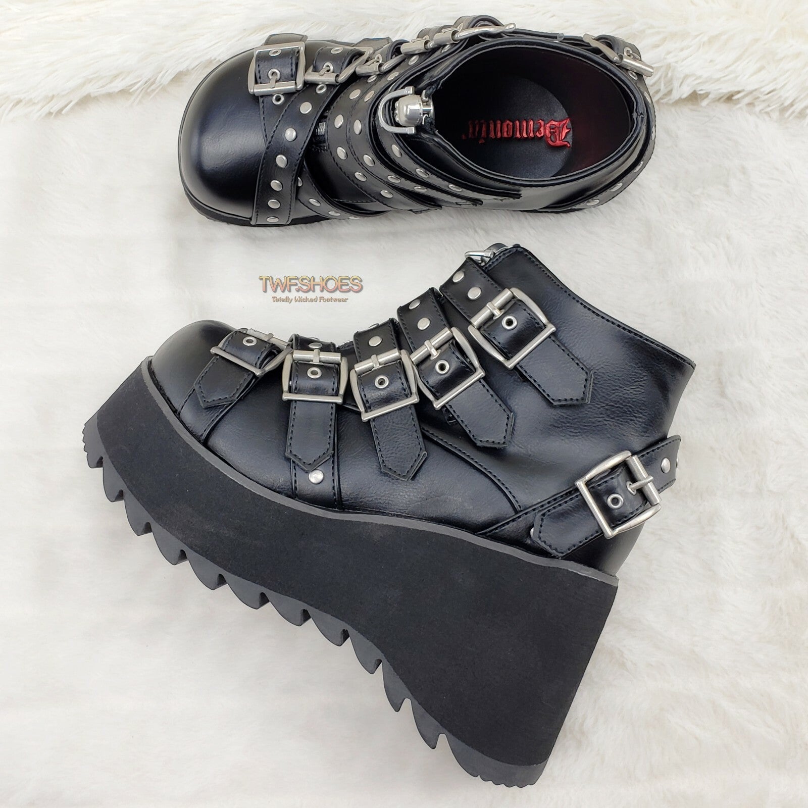 DEMONIA Scene 30 Black Platform Goth Punk Ankle Boots NY