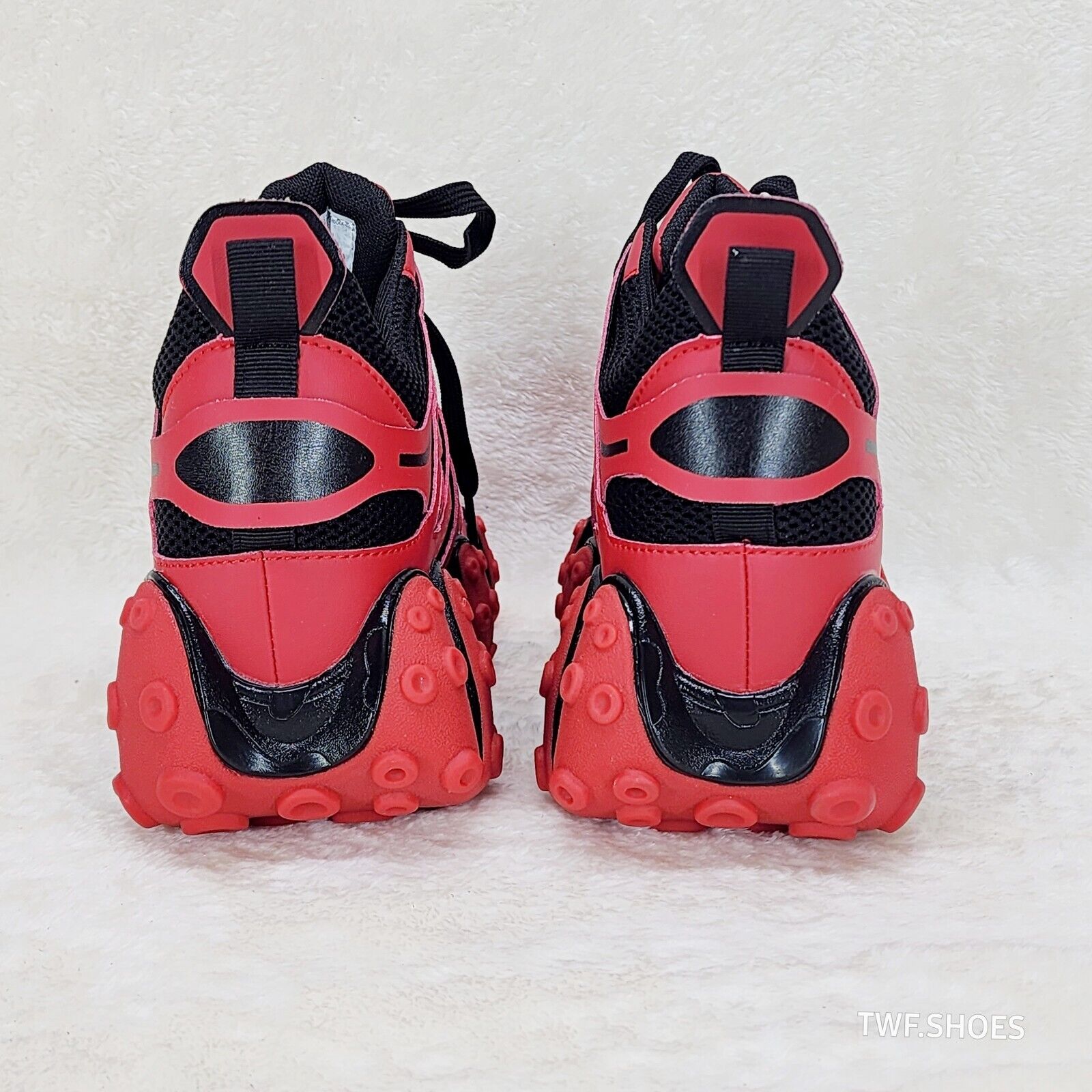 Anthony Wang Alien Black & Red Hidden Wedge Platform Sneakers Tentacle Tread - Totally Wicked Footwear