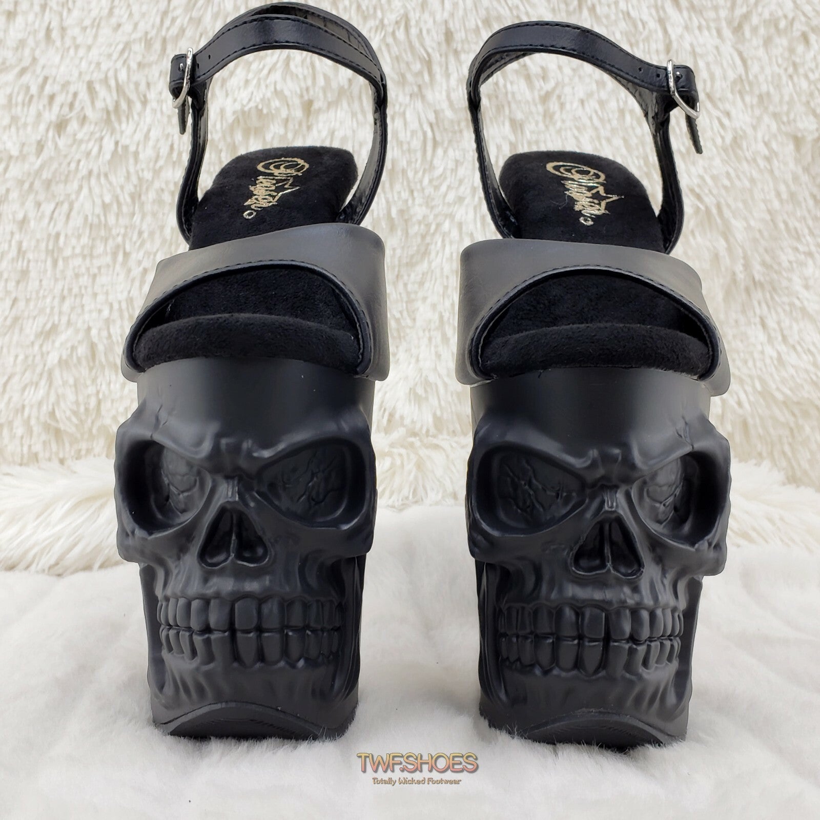 Rapture Black Matte Skull & Bones 8" High Heel Platform Shoes 5-10 NY