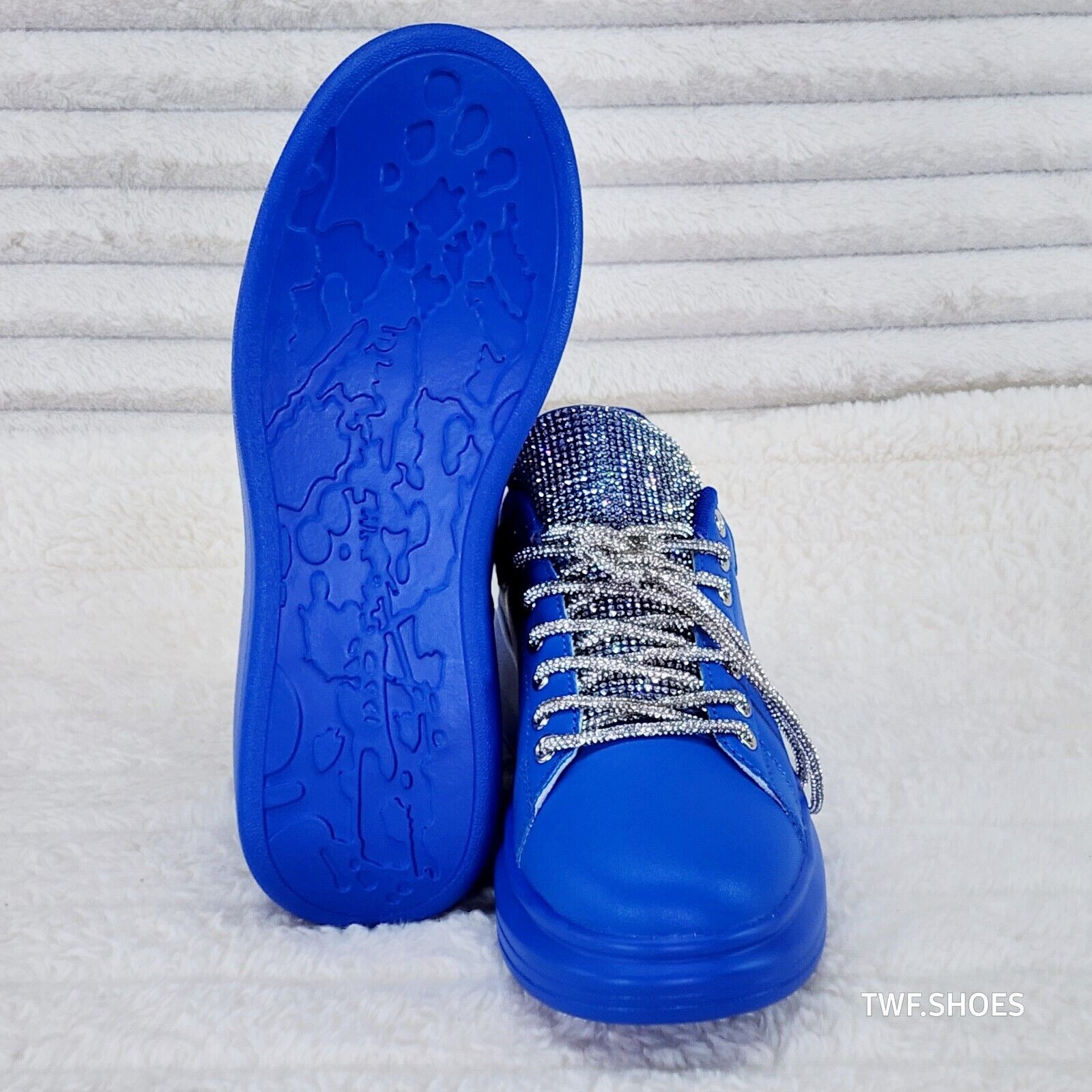Comfy Cush 4 Brilliant Blue Rhinestone Fashion Sneakers Tennis Shoes - Totally Wicked Footwear