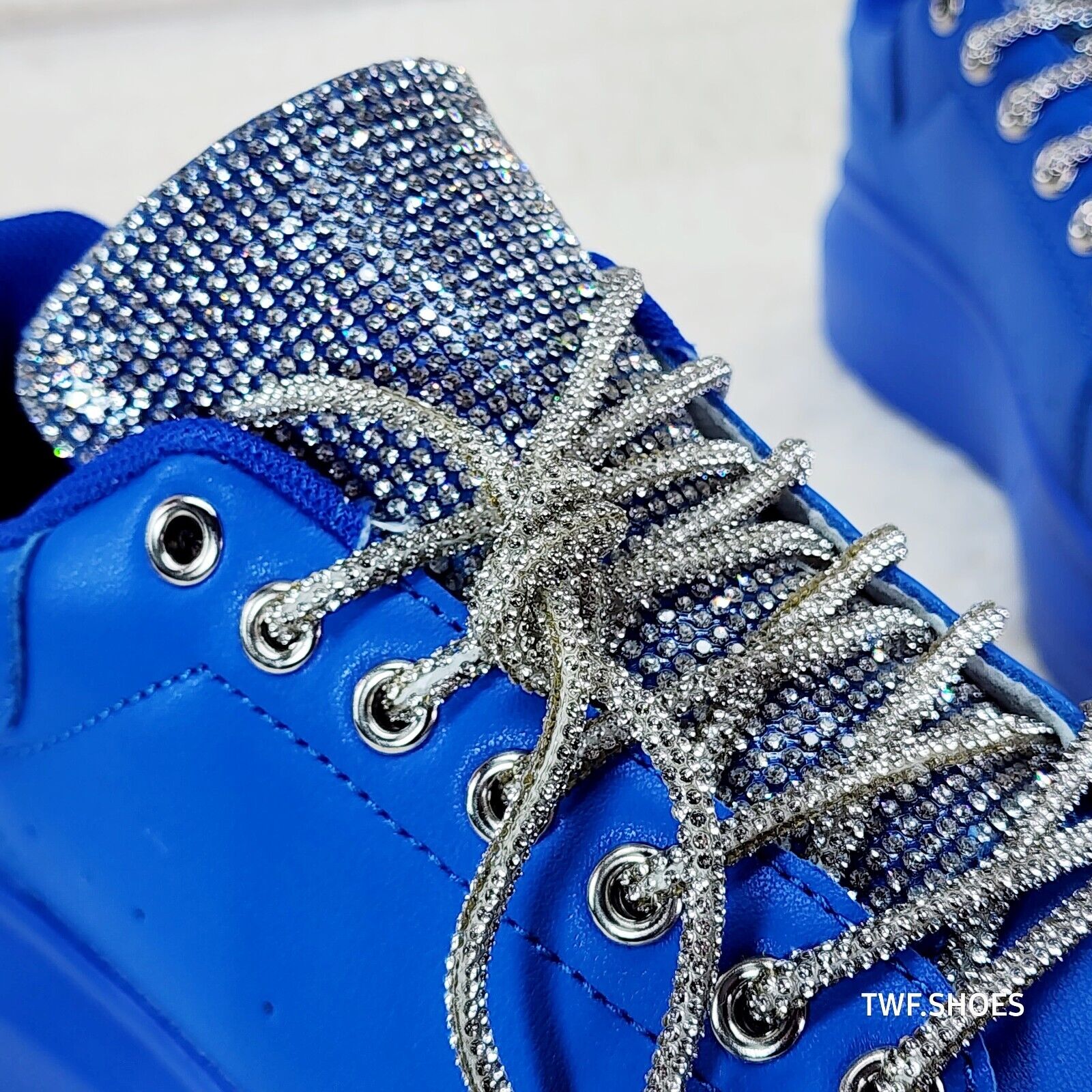 Comfy Cush 4 Brilliant Blue Rhinestone Fashion Sneakers Tennis Shoes - Totally Wicked Footwear
