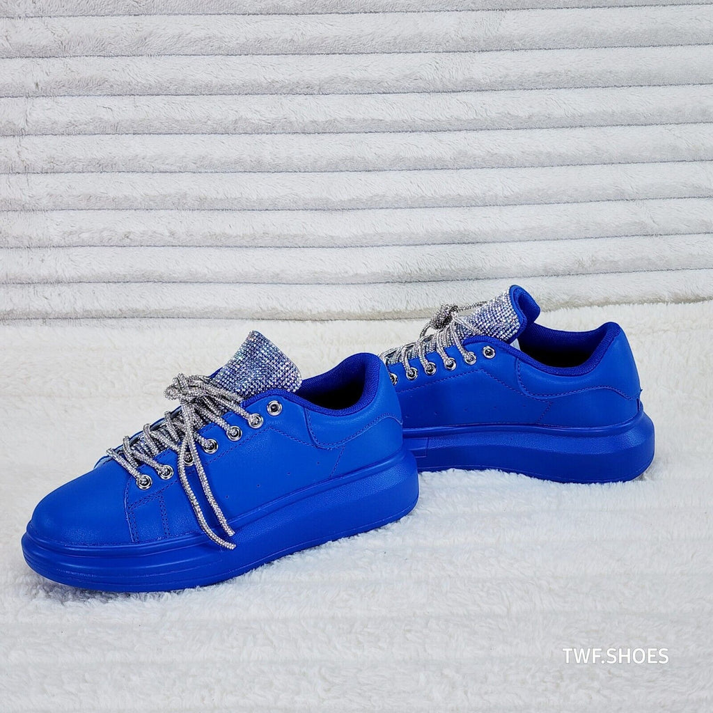 Comfy Cush 4 Brilliant Blue Rhinestone Fashion Sneakers Tennis Shoes - Totally Wicked Footwear