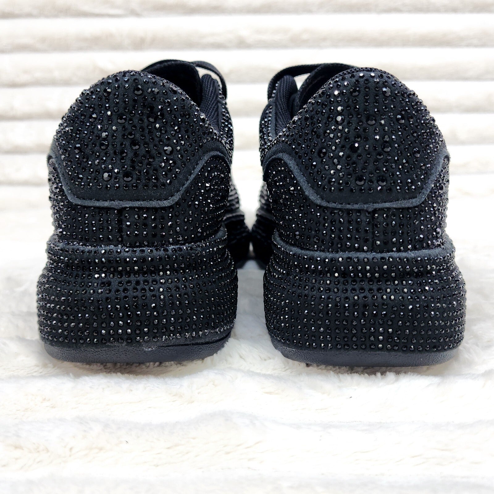 Dazzle Cush Black Rhinestone Platform Sneakers Tennis Shoes