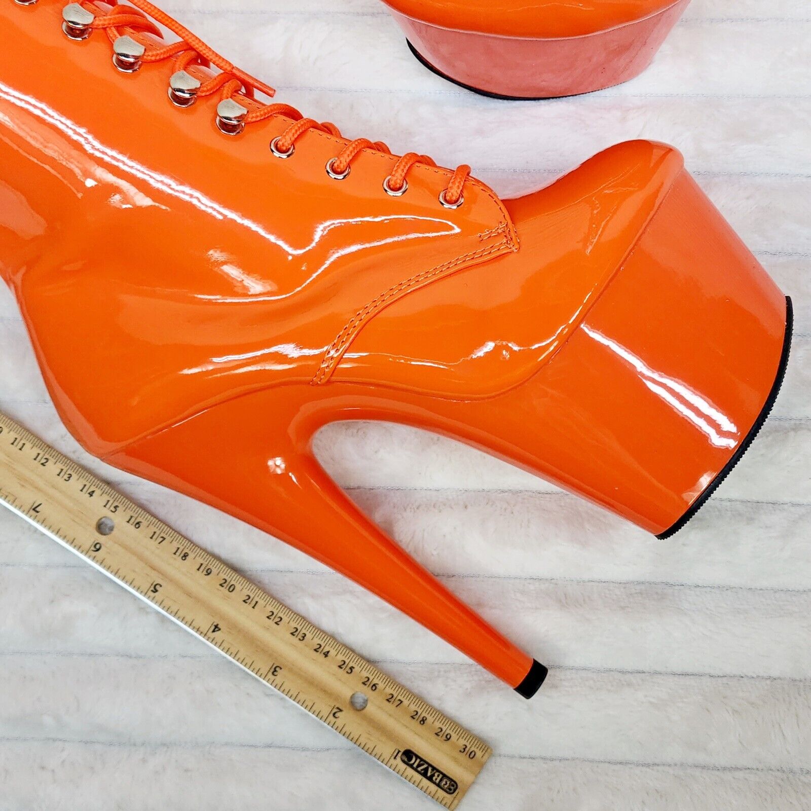 Adore 1020 Orange Patent  7" High Heel Platform Ankle Boots NY - Totally Wicked Footwear