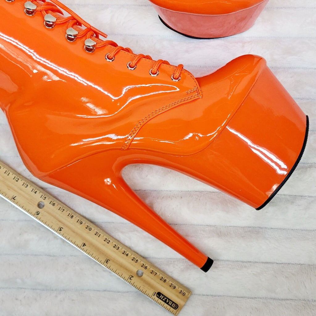 Adore 1020 Orange Patent  7" High Heel Platform Ankle Boots NY - Totally Wicked Footwear