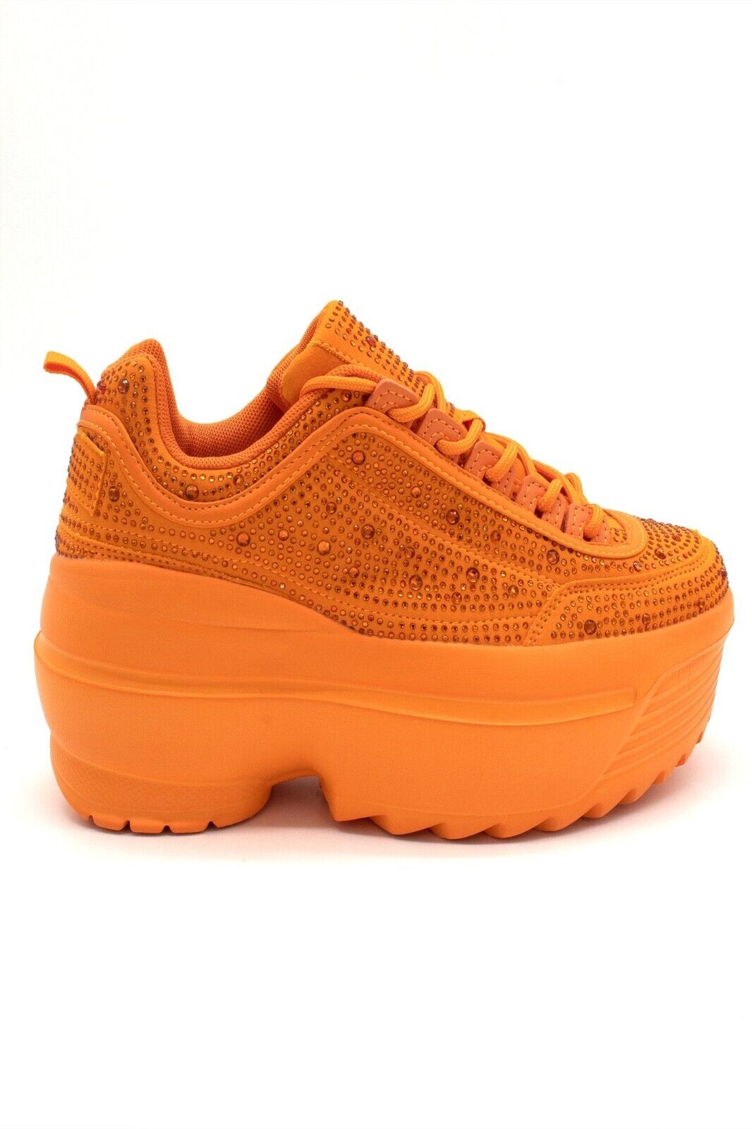 Cush Baby 2 Orange Rhinestone Platform Sneakers - Totally Wicked Footwear