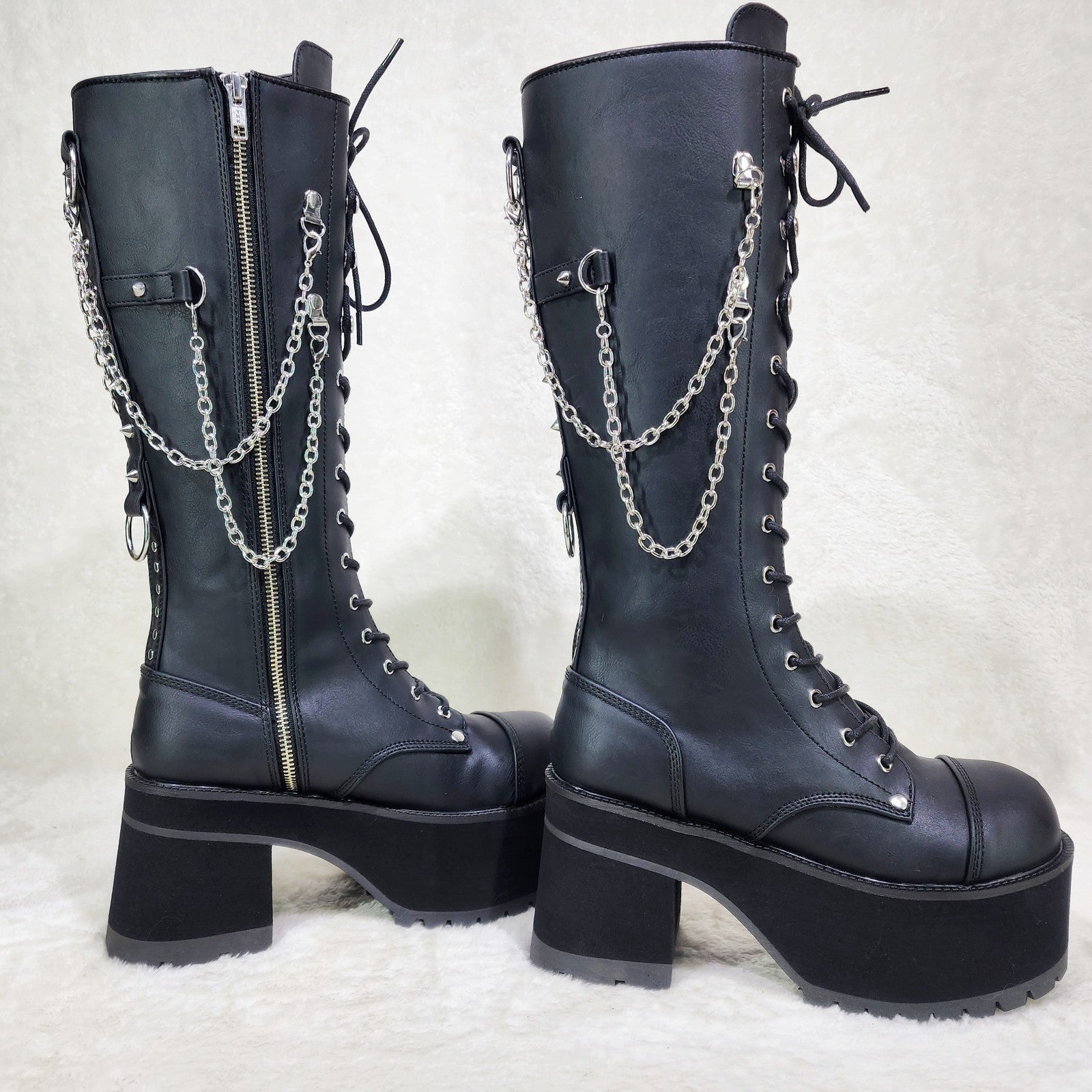 Ranger 303 Goth Lumberjack Biker Mens Platform Knee Boots VEGAN