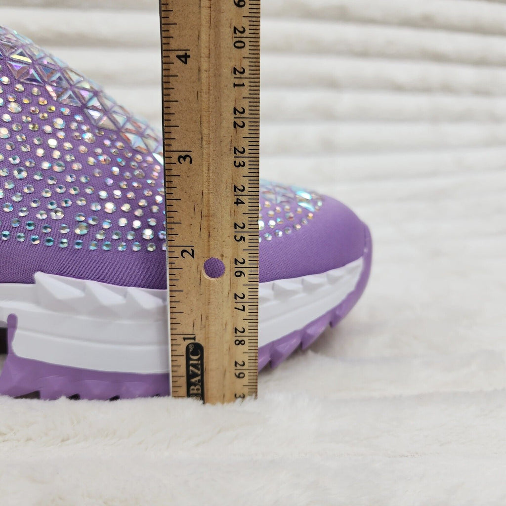 Presto Light Weight Slip on Purple Rhinestone Sneakers - Running Shoes - Totally Wicked Footwear